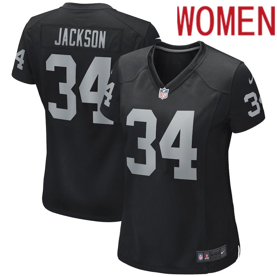 Women Oakland Raiders #34 Bo Jackson Nike Black Game Retired Player NFL Jersey